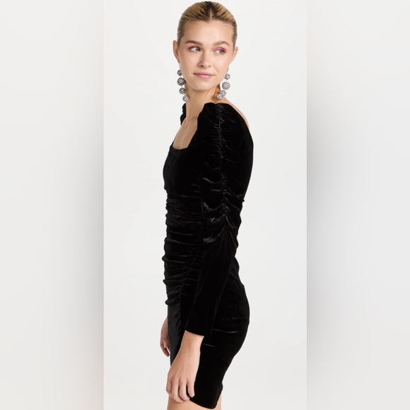 NWT Veronica Beard Toki Ruched Crushed Velvet Mini Black Dress Holiday Witchy - Picture 3 of 16